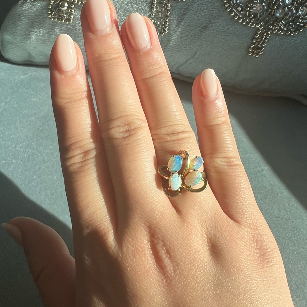 14K Gold 4-Opal Ring Size 8